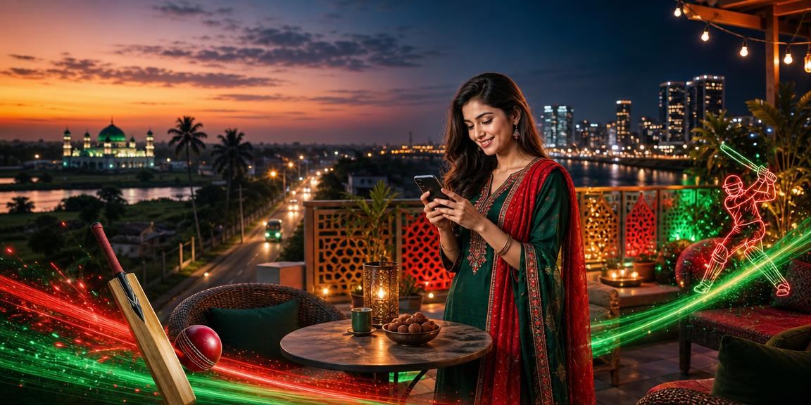 কুমিল্লায় লাল-সবুজ পোশাকে ক্রিকেট বেটিং উপভোগ করছেন একজন বাংলাদেশি